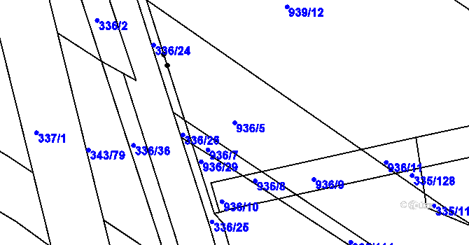 Parcela st. 936/5 v KÚ Horní Ves u Fryštáku, Katastrální mapa