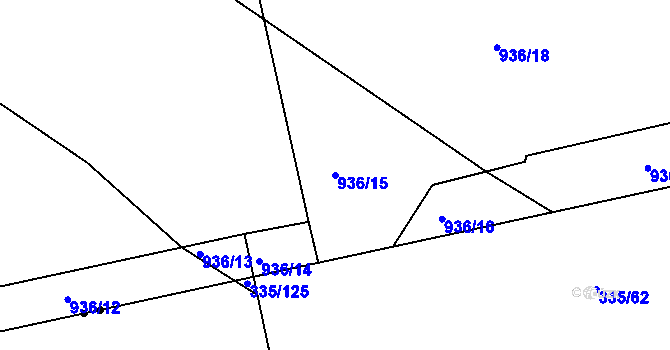 Parcela st. 936/15 v KÚ Horní Ves u Fryštáku, Katastrální mapa