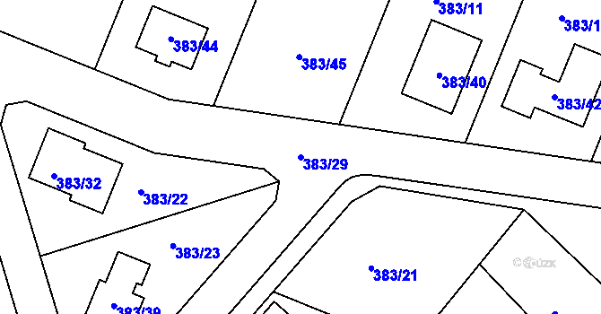 Parcela st. 383/29 v KÚ Horní Ves u Fryštáku, Katastrální mapa