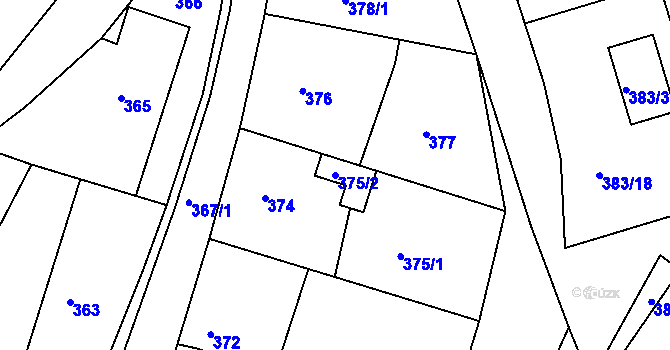 Parcela st. 375/2 v KÚ Horní Ves u Fryštáku, Katastrální mapa