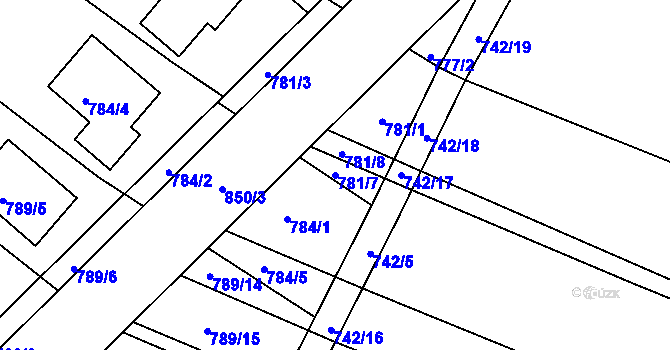 Parcela st. 781/7 v KÚ Horní Ves u Fryštáku, Katastrální mapa