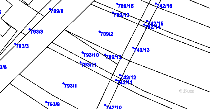Parcela st. 789/12 v KÚ Horní Ves u Fryštáku, Katastrální mapa