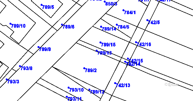 Parcela st. 789/13 v KÚ Horní Ves u Fryštáku, Katastrální mapa