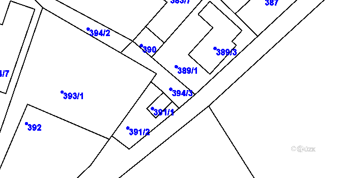 Parcela st. 394/3 v KÚ Horní Ves u Fryštáku, Katastrální mapa
