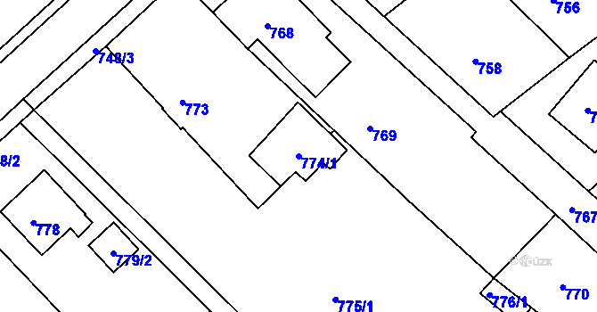 Parcela st. 774/1 v KÚ Horní Ves u Fryštáku, Katastrální mapa
