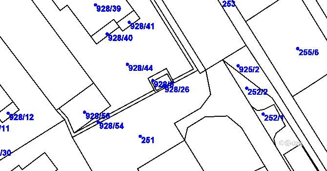 Parcela st. 928/26 v KÚ Horní Ves u Fryštáku, Katastrální mapa