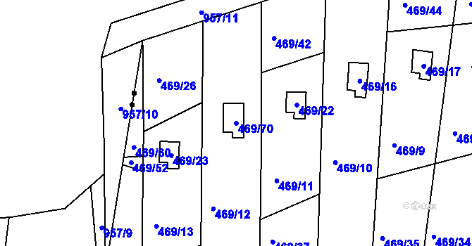 Parcela st. 469/70 v KÚ Vítová, Katastrální mapa
