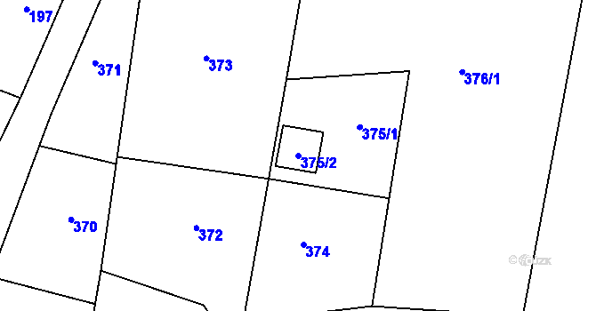 Parcela st. 375/2 v KÚ Vítová, Katastrální mapa