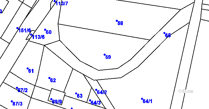 Parcela st. 59 v KÚ Vítová, Katastrální mapa