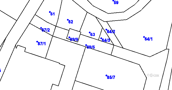 Parcela st. 89/5 v KÚ Vítová, Katastrální mapa
