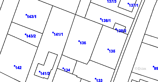 Parcela st. 136 v KÚ Vítová, Katastrální mapa