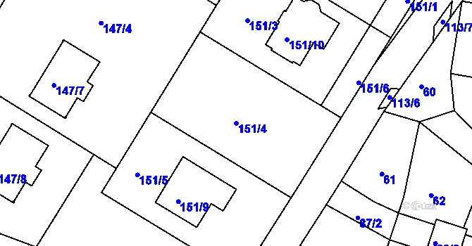 Parcela st. 151/4 v KÚ Vítová, Katastrální mapa