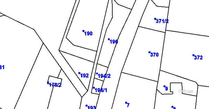 Parcela st. 195 v KÚ Vítová, Katastrální mapa