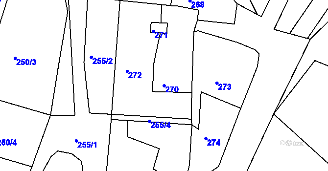 Parcela st. 270 v KÚ Vítová, Katastrální mapa