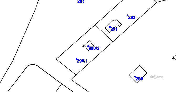 Parcela st. 290/2 v KÚ Vítová, Katastrální mapa