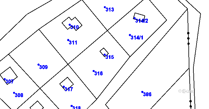 Parcela st. 315 v KÚ Vítová, Katastrální mapa