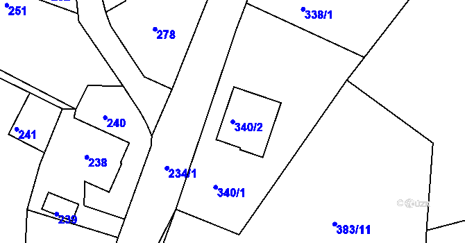 Parcela st. 340/2 v KÚ Vítová, Katastrální mapa