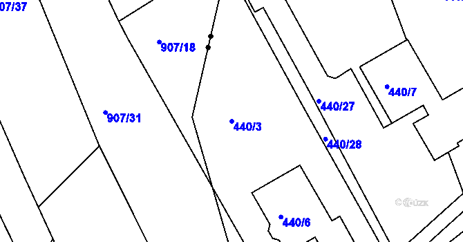 Parcela st. 440/3 v KÚ Vítová, Katastrální mapa
