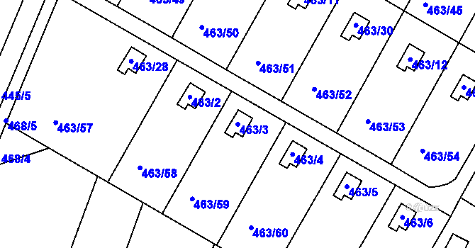 Parcela st. 463/3 v KÚ Vítová, Katastrální mapa