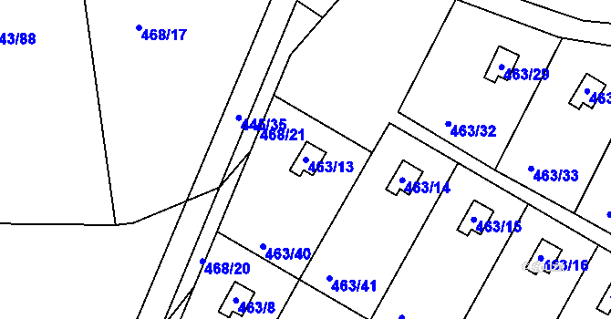 Parcela st. 463/13 v KÚ Vítová, Katastrální mapa