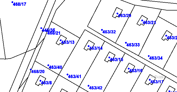 Parcela st. 463/14 v KÚ Vítová, Katastrální mapa