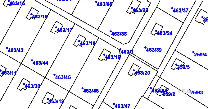 Parcela st. 463/19 v KÚ Vítová, Katastrální mapa