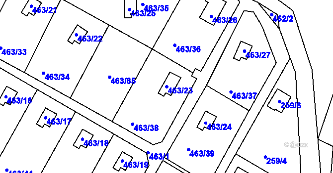 Parcela st. 463/23 v KÚ Vítová, Katastrální mapa