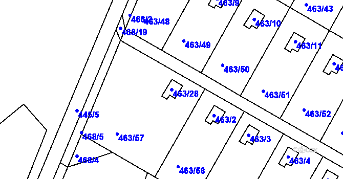 Parcela st. 463/28 v KÚ Vítová, Katastrální mapa