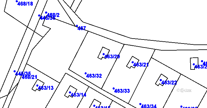 Parcela st. 463/29 v KÚ Vítová, Katastrální mapa