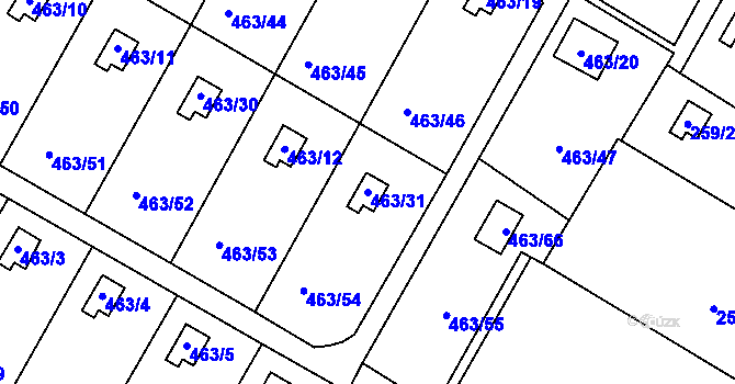 Parcela st. 463/31 v KÚ Vítová, Katastrální mapa