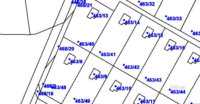 Parcela st. 463/41 v KÚ Vítová, Katastrální mapa