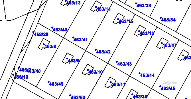Parcela st. 463/42 v KÚ Vítová, Katastrální mapa