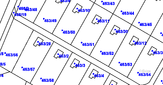 Parcela st. 463/51 v KÚ Vítová, Katastrální mapa