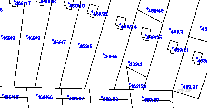 Parcela st. 469/5 v KÚ Vítová, Katastrální mapa