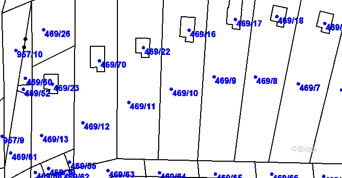 Parcela st. 469/10 v KÚ Vítová, Katastrální mapa