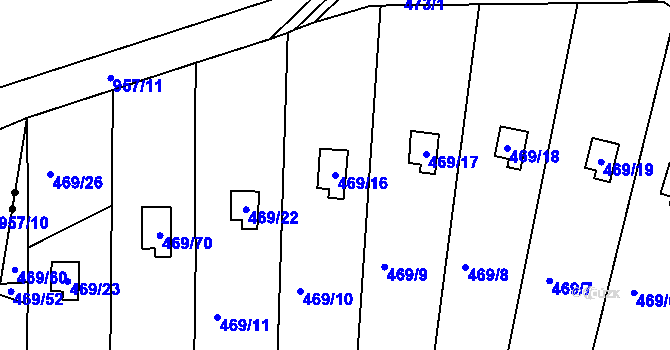 Parcela st. 469/16 v KÚ Vítová, Katastrální mapa