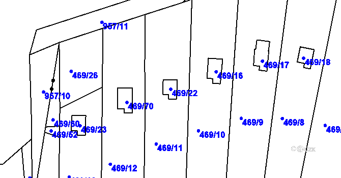Parcela st. 469/22 v KÚ Vítová, Katastrální mapa