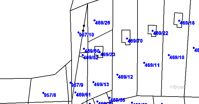 Parcela st. 469/23 v KÚ Vítová, Katastrální mapa