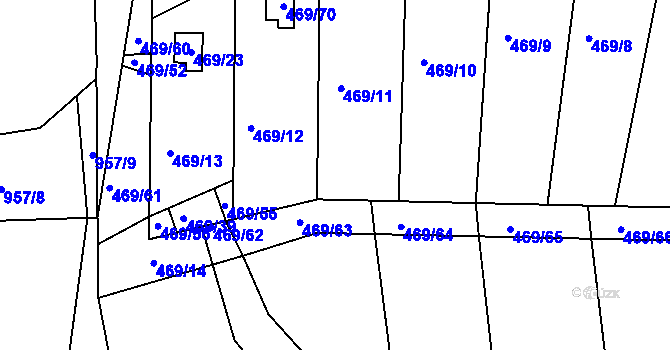 Parcela st. 469/37 v KÚ Vítová, Katastrální mapa