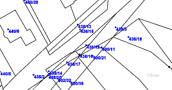 Parcela st. 438/12 v KÚ Vítová, Katastrální mapa