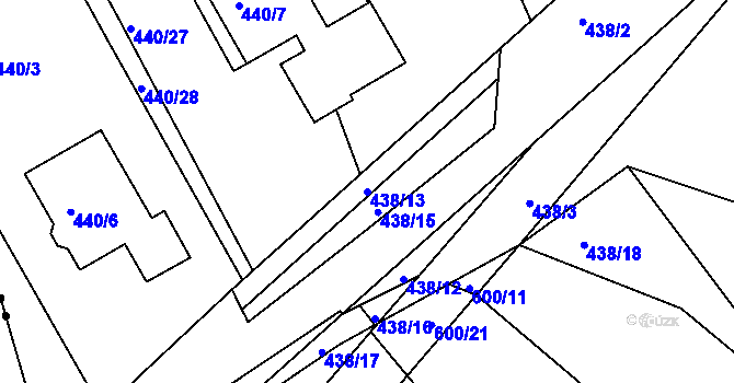 Parcela st. 438/13 v KÚ Vítová, Katastrální mapa