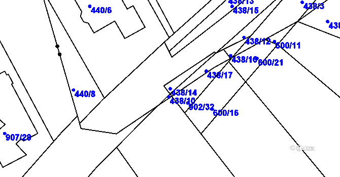 Parcela st. 438/14 v KÚ Vítová, Katastrální mapa