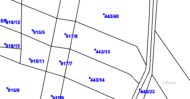 Parcela st. 443/13 v KÚ Vítová, Katastrální mapa