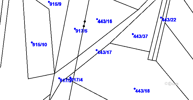 Parcela st. 443/17 v KÚ Vítová, Katastrální mapa