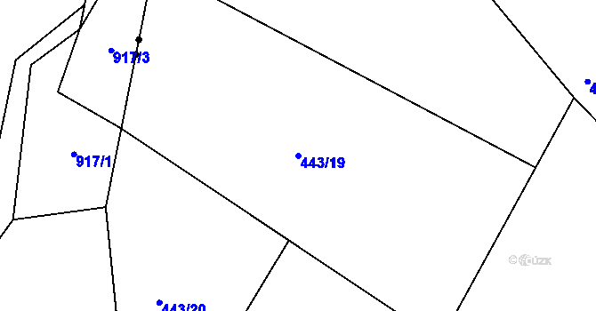 Parcela st. 443/19 v KÚ Vítová, Katastrální mapa
