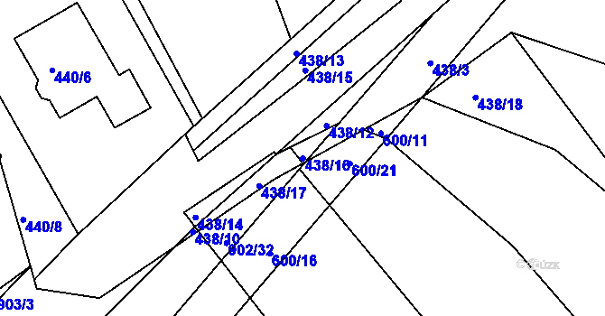 Parcela st. 438/16 v KÚ Vítová, Katastrální mapa