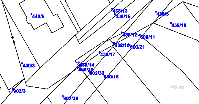 Parcela st. 438/17 v KÚ Vítová, Katastrální mapa