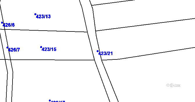 Parcela st. 423/21 v KÚ Vítová, Katastrální mapa