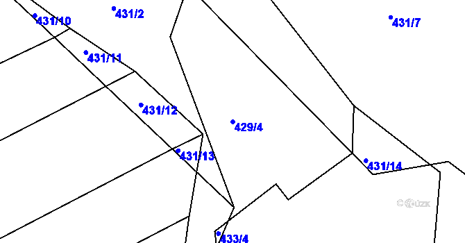 Parcela st. 429/4 v KÚ Vítová, Katastrální mapa
