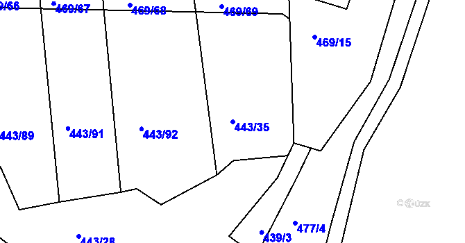 Parcela st. 443/35 v KÚ Vítová, Katastrální mapa